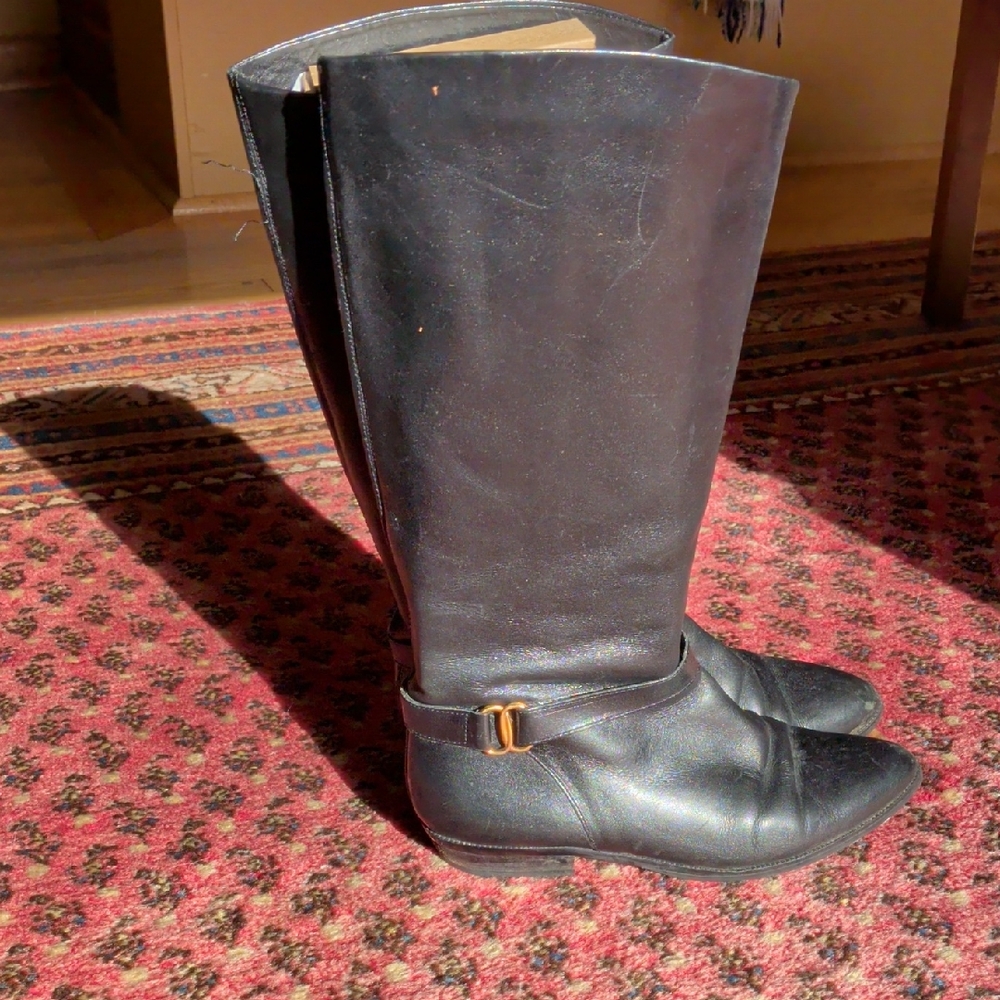 Etienne Aigner Black Leather Women's Boots